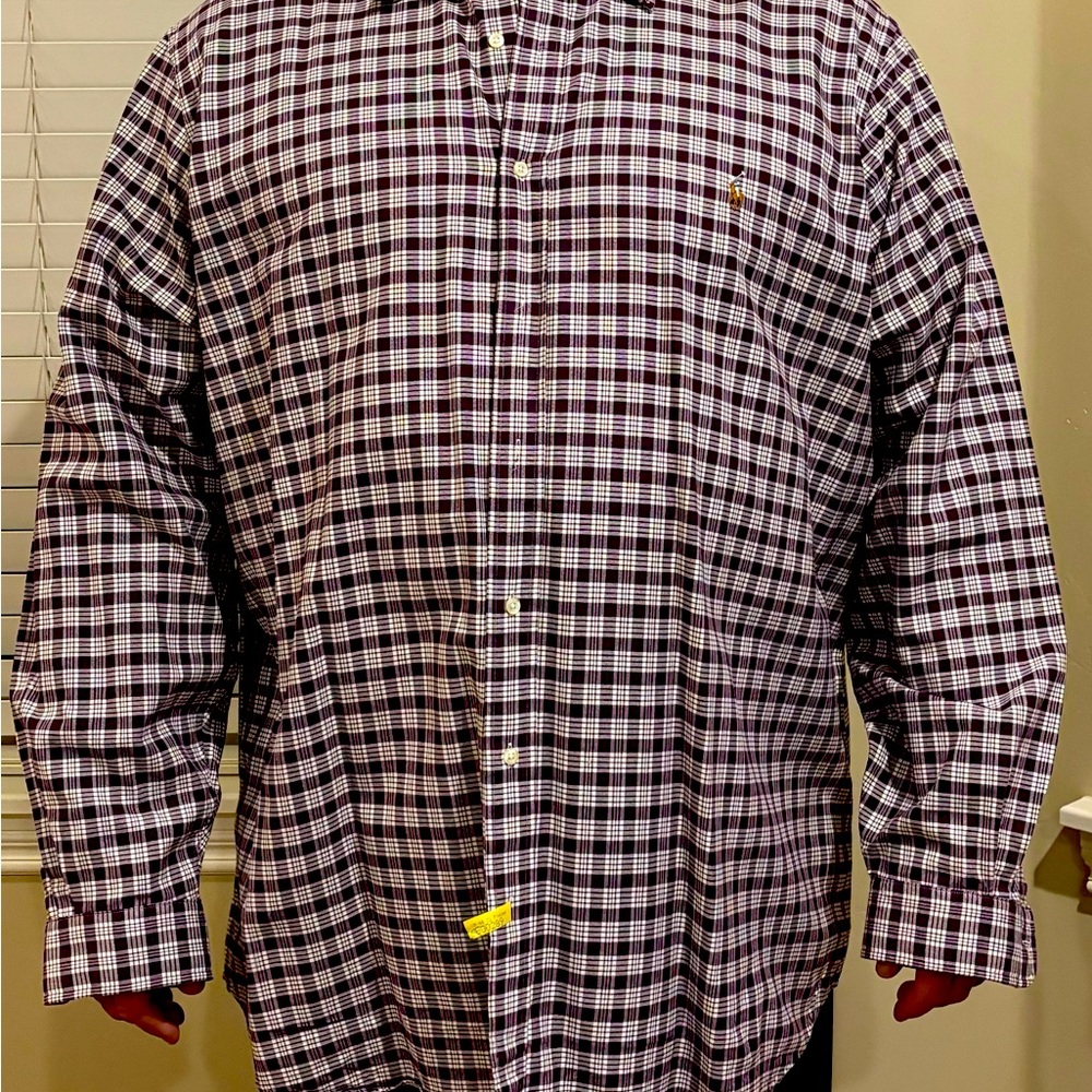 Ralph Lauren purple multi checkered button down shirt in 4XLT.